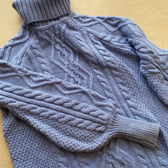 Mango Cozy Periwinkle blue woollen cable knit sweater. - Picture 2 of 4